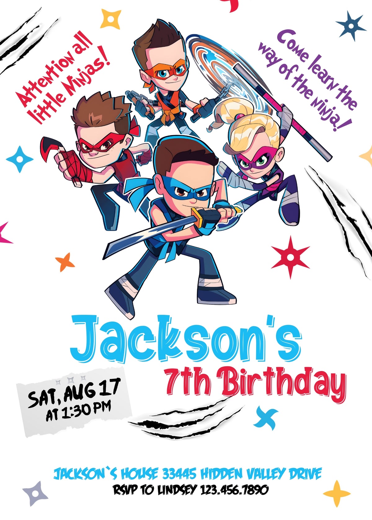 Ninja Kidz TV customizable invitation template | Share or Print | UR458