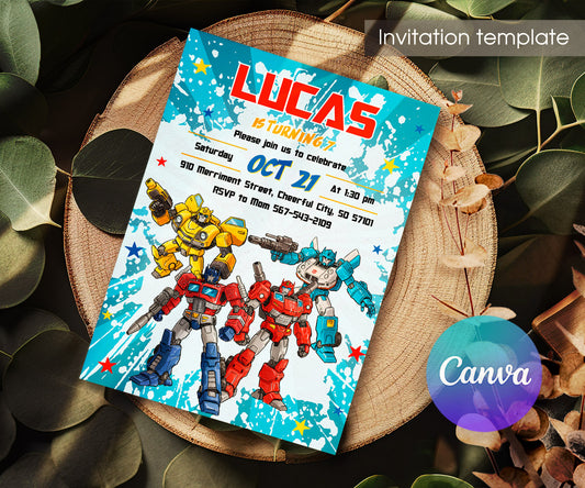 Transformers Rescue Bots customizable invitation template | Share or Print | boy | AK455