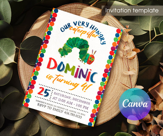 Very Hungry Caterpillar customizable invitation template | Share or Print | WH724