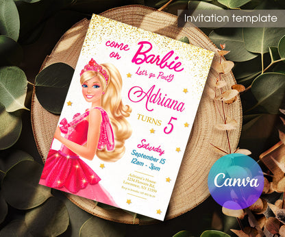 Barbie Pink customizable invitation template | Share or Print | girl | UP651