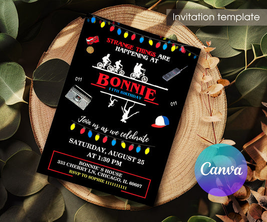 Stranger Things customizable invitation template | Share or Print | JQ831