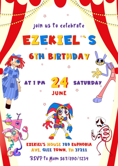 The Amazing Digital Circus customizable invitation template | Share or Print | DH829
