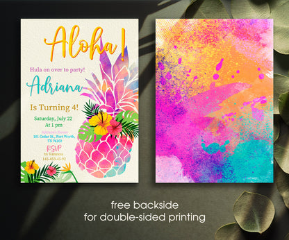 Aloha Luau Party customizable invitation template | Share or Print | girl | NA004