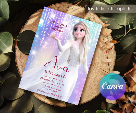 Frozen Elsa customizable invitation template | Share or Print | girl | DI271