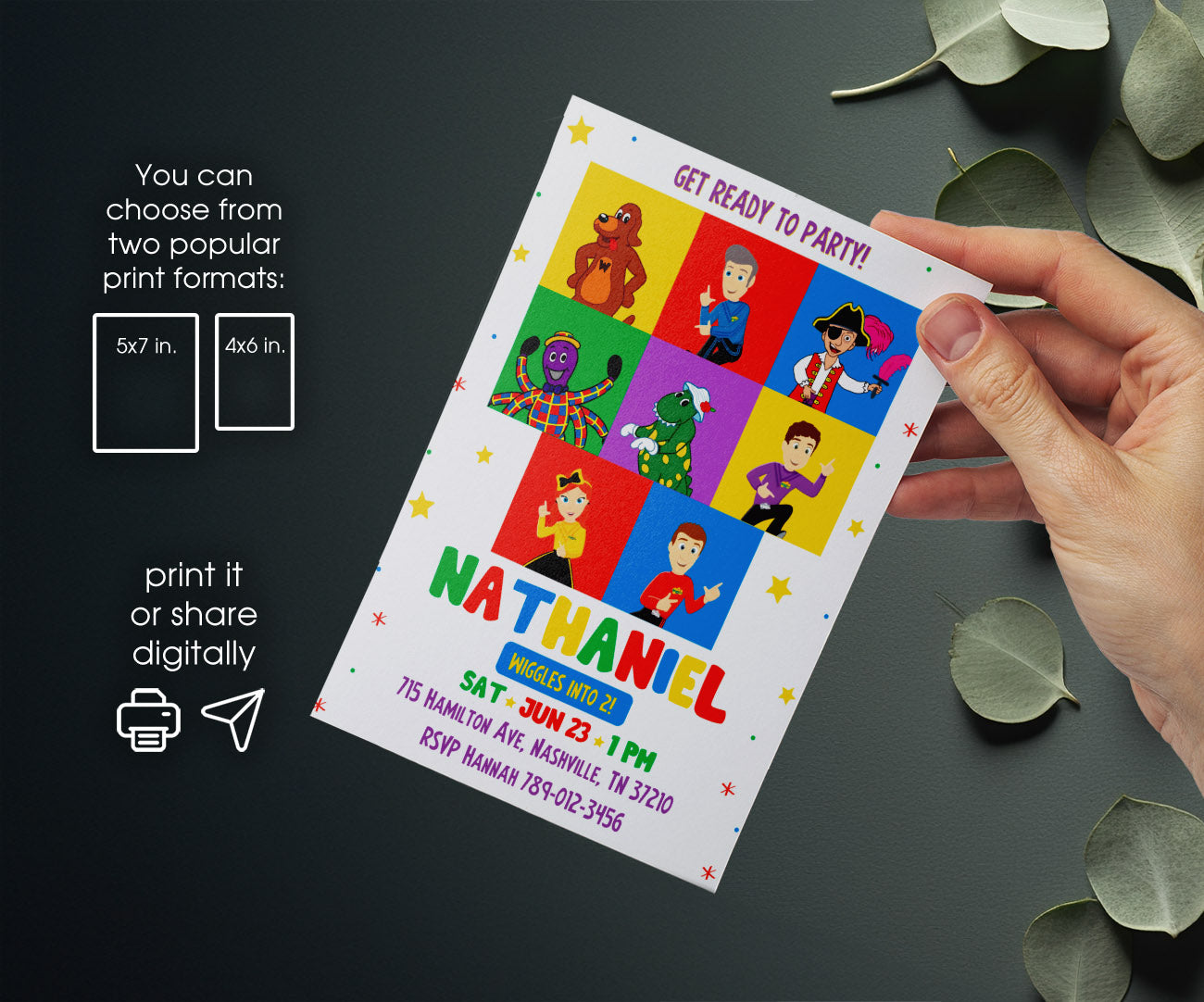 Wiggles One Finger One Thumb customizable invitation template | Share or Print | LL226