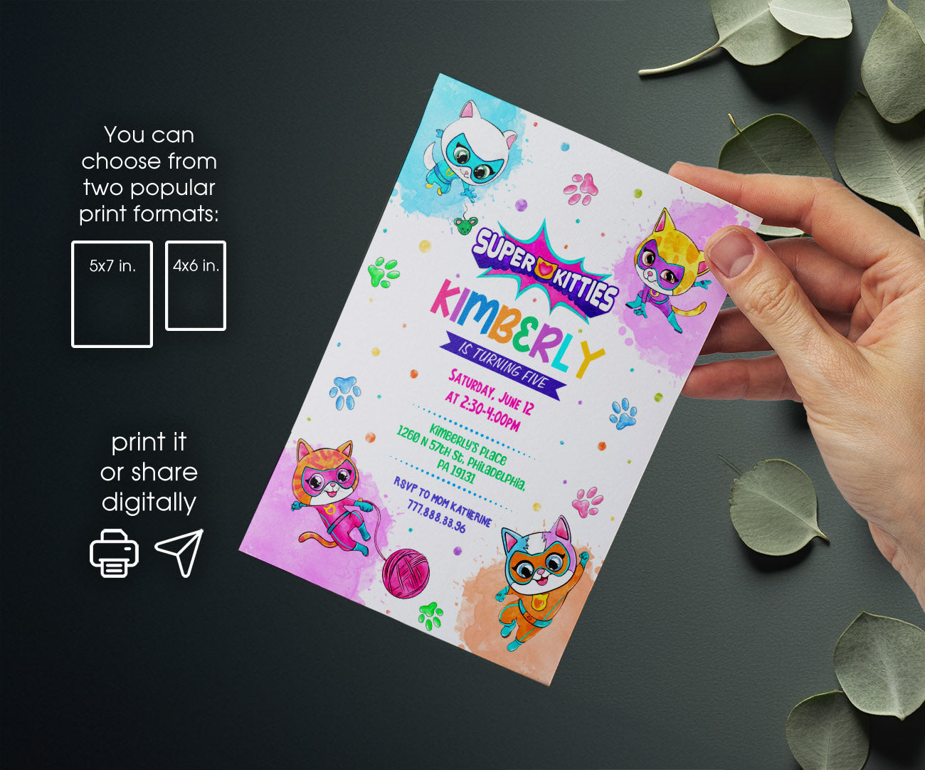 SuperKitties customizable invitation template | Share or Print | UL021