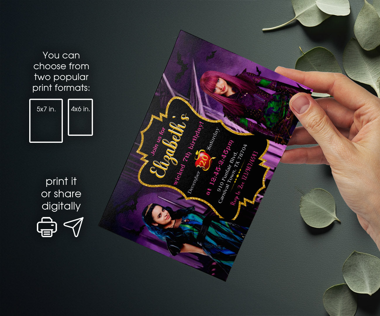 Descendants Disney customizable invitation template | Share or Print | RH236