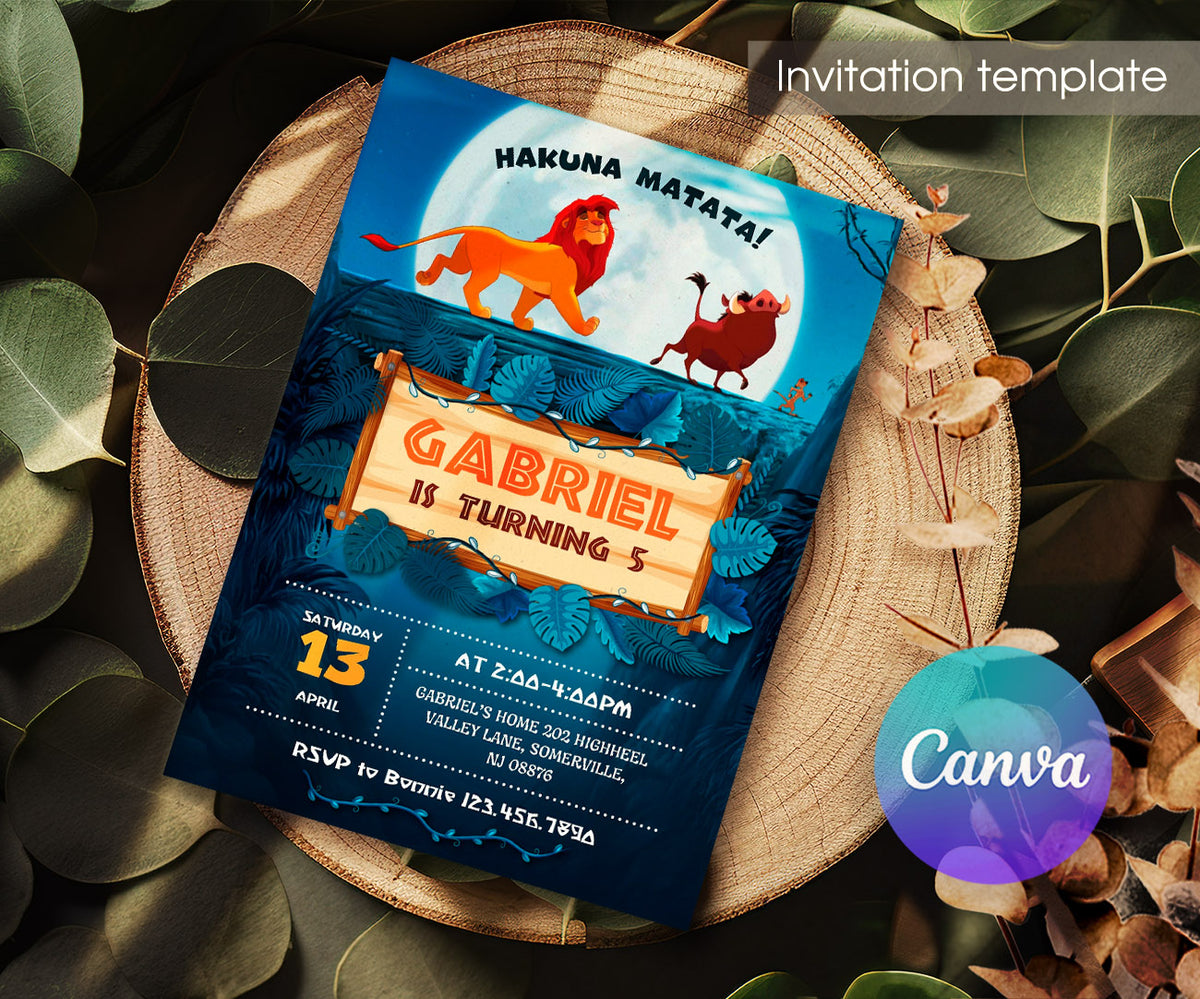 Lion King Simba customizable invitation template | Share or Print | ZR188
