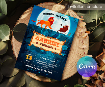 Lion King Simba customizable invitation template | Share or Print | ZR188