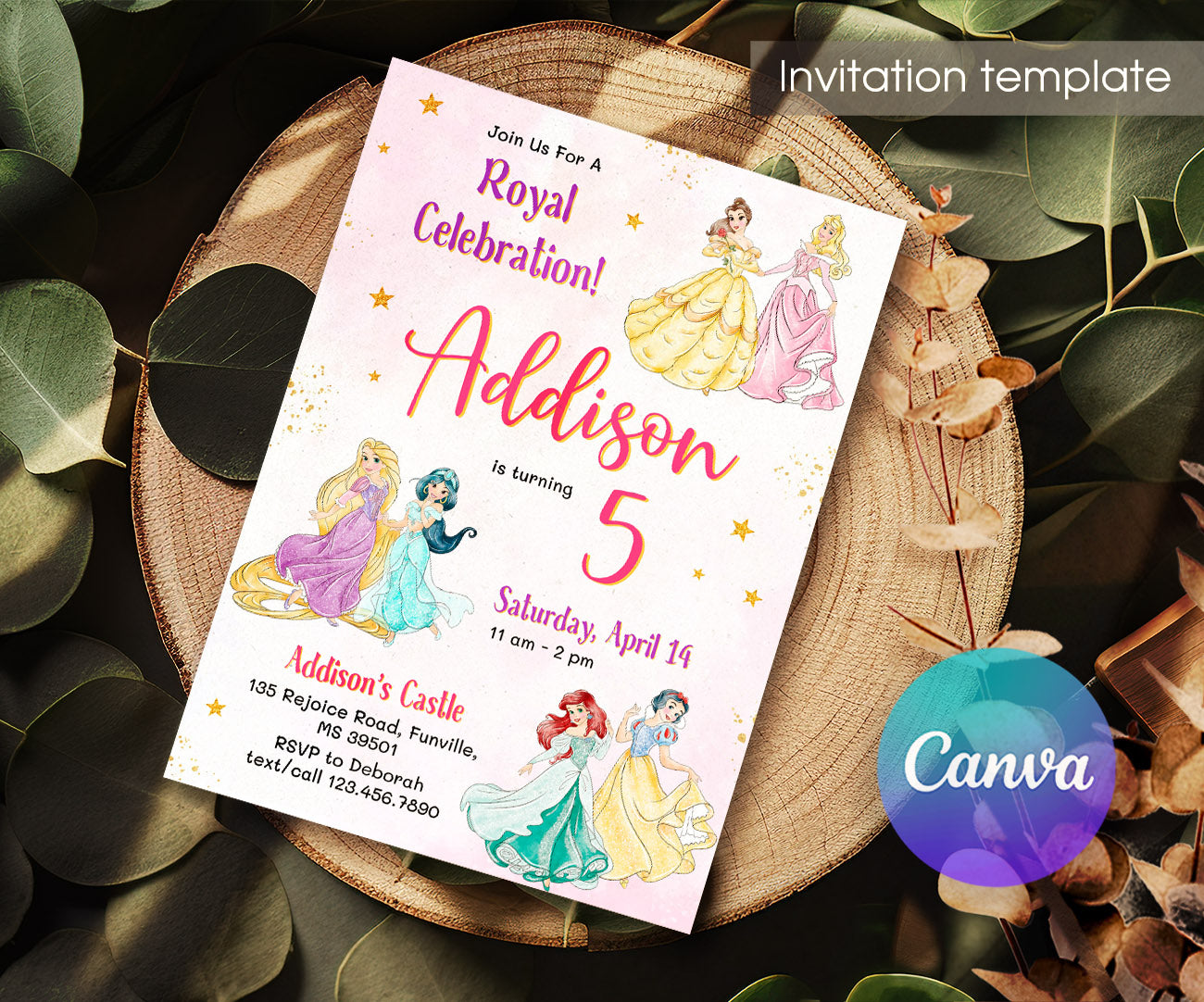 Disney Princess customizable invitation template | Share or Print | girl | DQ373