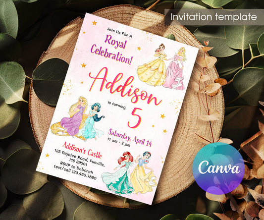 Disney Princess customizable invitation template | Share or Print | girl | DQ373