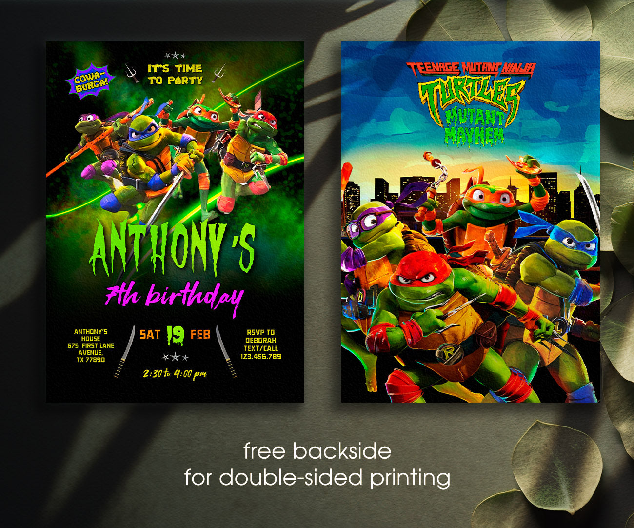 Teenage Mutant Ninja Turtles Mutant Mayhem customizable invitation template | Share or Print | boy | FY181