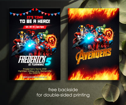 Avengers Marvel Superhero customizable invitation template | Share or Print | boy | XR412