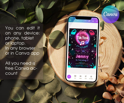 Tik Tok Party customizable invitation template | Share or Print | GV447