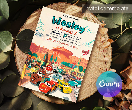 Cars Lightning McQueen customizable invitation template | Share or Print | boy | YK741