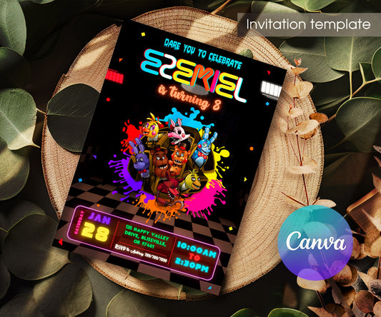 Five Nights at Freddy's customizable invitation template | Share or Print | WN325