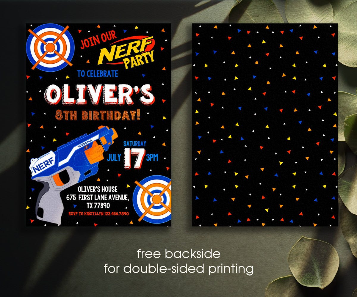 NERF Dart Wars customizable invitation template | Share or Print | boy | BJ604