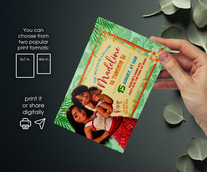 Moana Princess customizable invitation template | Share or Print | girl | NO253