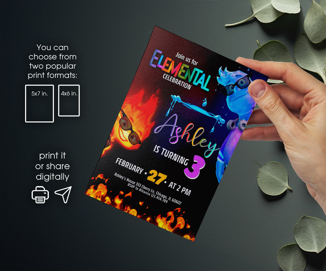 Elemental customizable invitation template | Share or Print | LM840