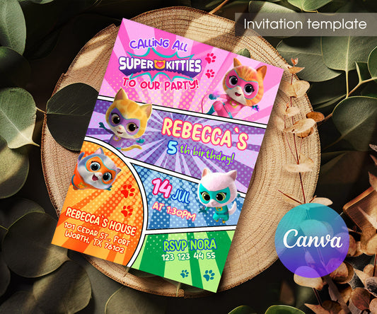 SuperKitties customizable invitation template | Share or Print | HT636