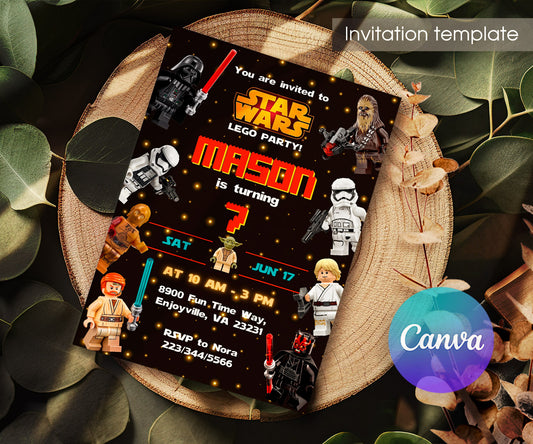 Star Wars Darth Vader Lego Minifigures customizable invitation template | Share or Print | MK293