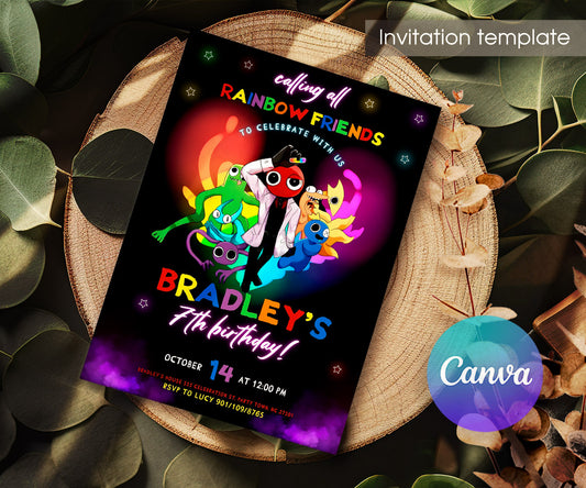 Rainbow Friends customizable invitation template | Share or Print | QD926