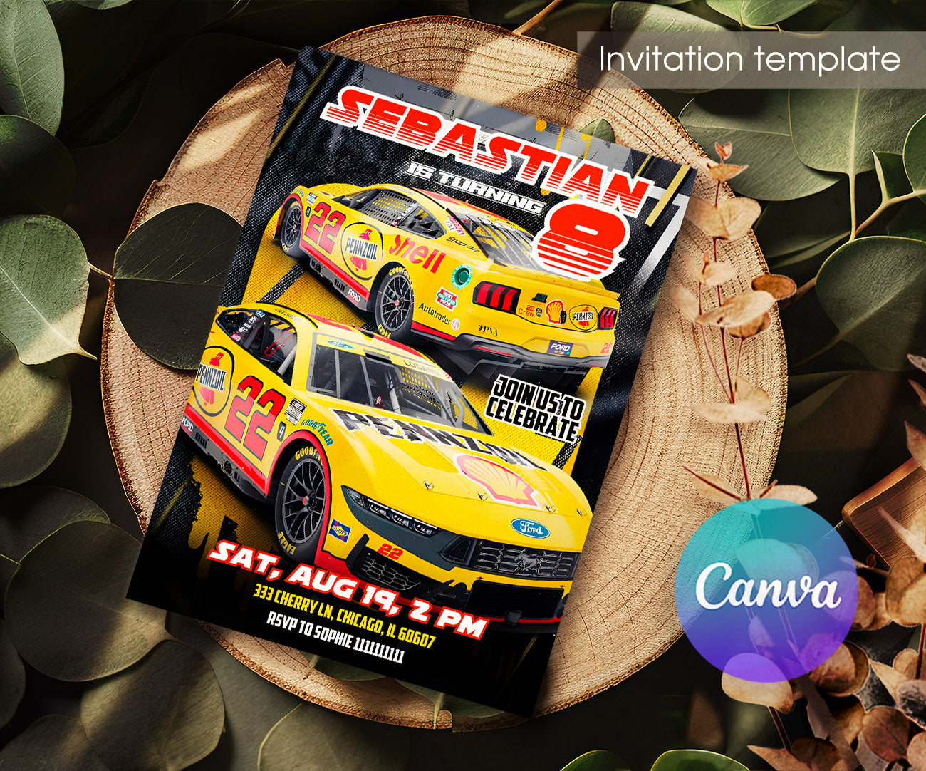 Nascar Racing Ricky Bobby customizable invitation template | Share or Print | boy | FZ750