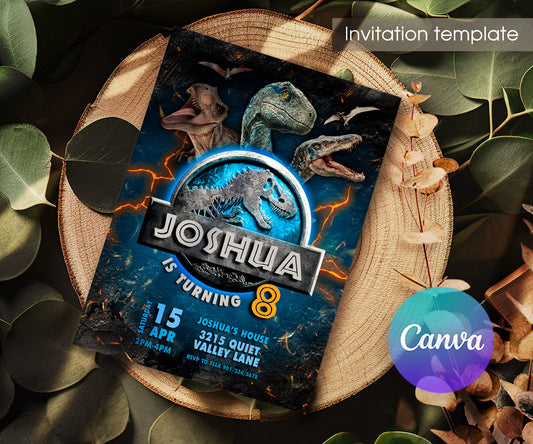 Jurassic World Dinosaur customizable invitation template | Share or Print | LT990