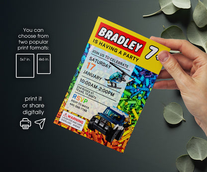 Lego Police Car customizable invitation template | Share or Print | boy | IV104
