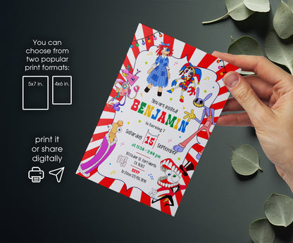 The Amazing Digital Circus customizable invitation template | Share or Print | GF179