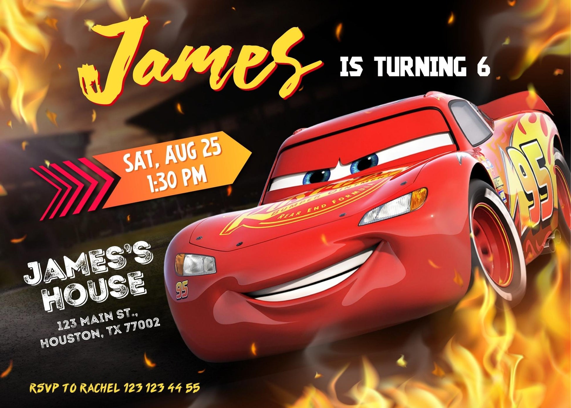 Cars Lightning McQueen customizable invitation template | Share or Print | boy | KK922