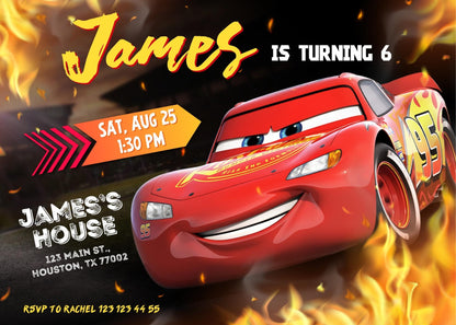 Cars Lightning McQueen customizable invitation template | Share or Print | boy | KK922
