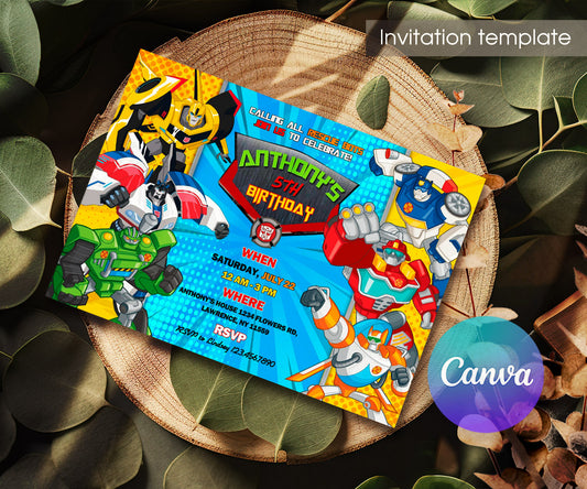 Transformers Rescue Bots customizable invitation template | Share or Print | boy | RC743
