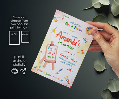 Art Party customizable invitation template | Share or Print | girl | VL235