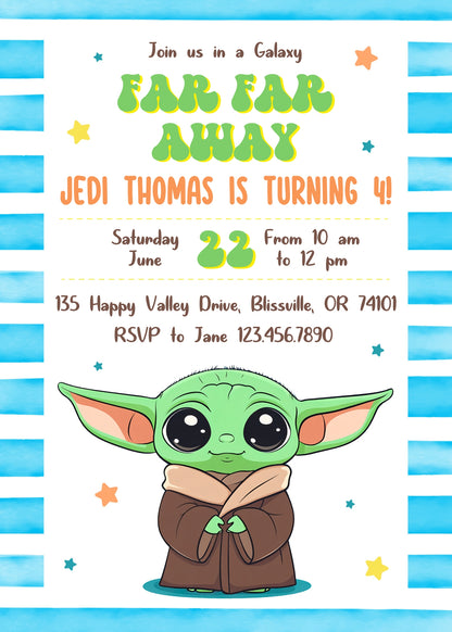 Baby Yoda Grogu Star Wars Mandalorian customizable invitation template | Share or Print | boy | AV341