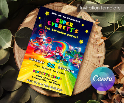 Mario Kart Gamer customizable invitation template | Share or Print | boy | OZ314