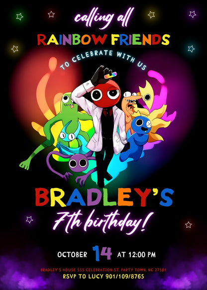 Rainbow Friends customizable invitation template | Share or Print | QD926