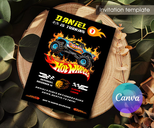 Hot Wheels Racing customizable invitation template | Share or Print | boy | AU820