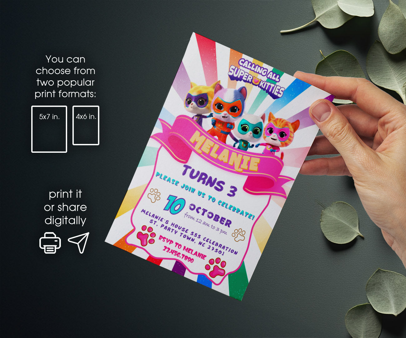 SuperKitties customizable invitation template | Share or Print | SP241