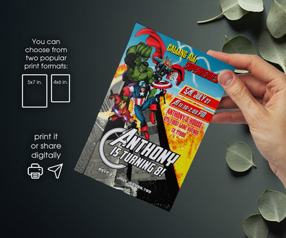 Avengers Marvel Superhero customizable invitation template | Share or Print | boy | MB782