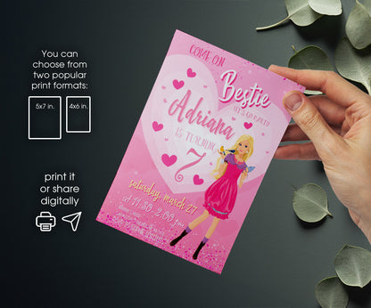 Barbie Pink customizable invitation template | Share or Print | girl | QQ419