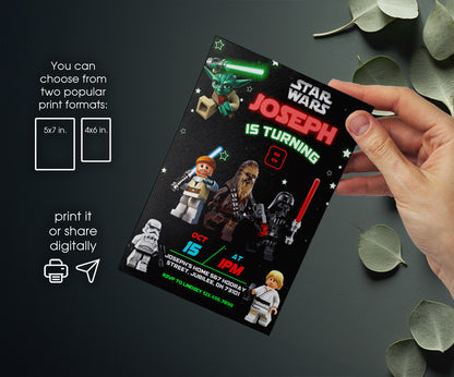 Star Wars Darth Vader Lego Minifigures customizable invitation template | Share or Print | OS707