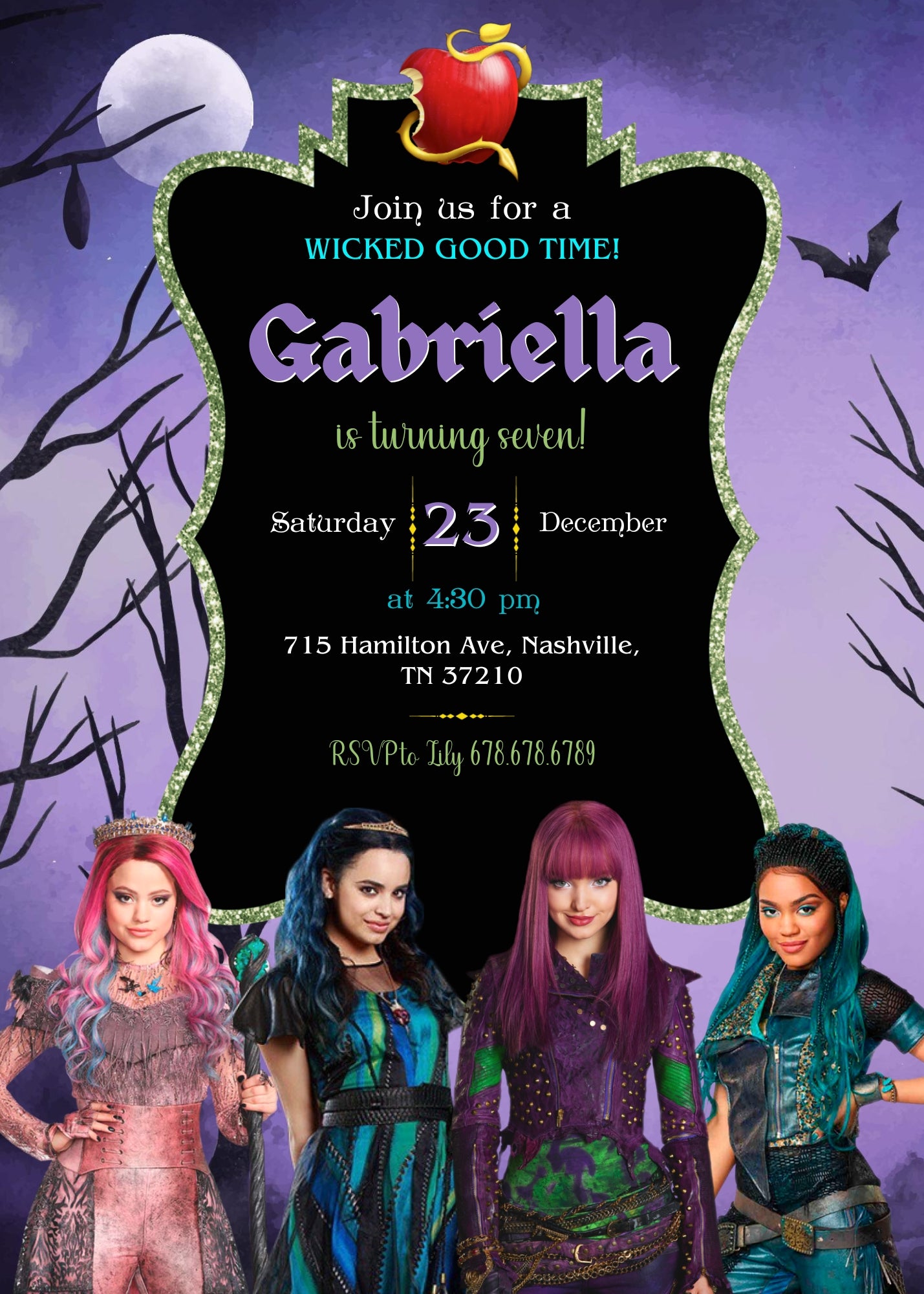 Descendants Disney customizable invitation template | Share or Print | VN064