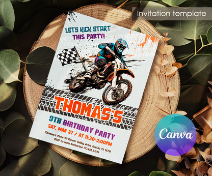 Motocross Extreme customizable invitation template | Share or Print | FM924