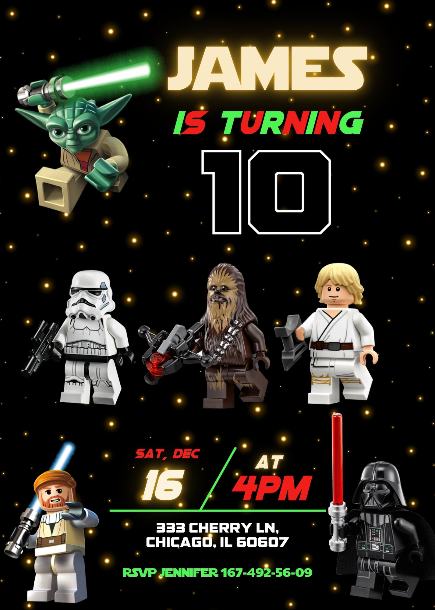 Star Wars Darth Vader Lego Minifigures customizable invitation template | Share or Print | OZ965