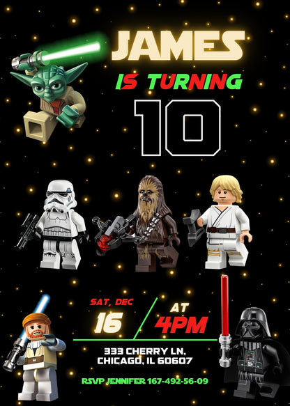 Star Wars Darth Vader Lego Minifigures customizable invitation template | Share or Print | OZ965