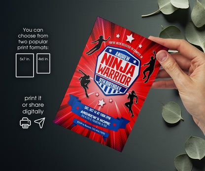 American Ninja Warrior customizable invitation template | Share or Print | ST229