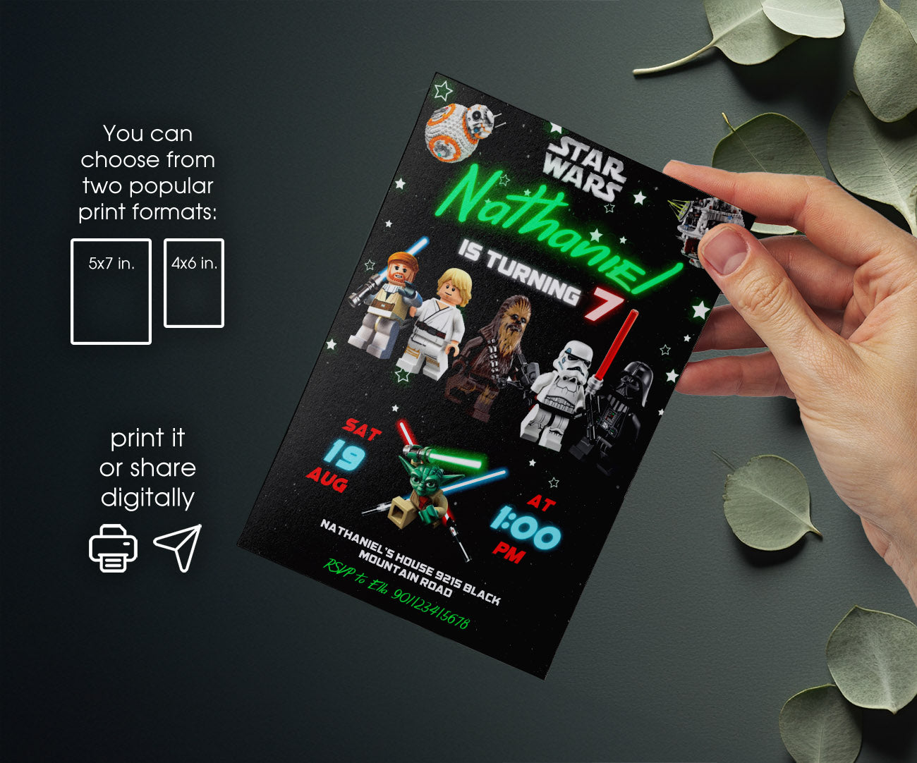 Star Wars Darth Vader Lego Minifigures customizable invitation template | Share or Print | HD037