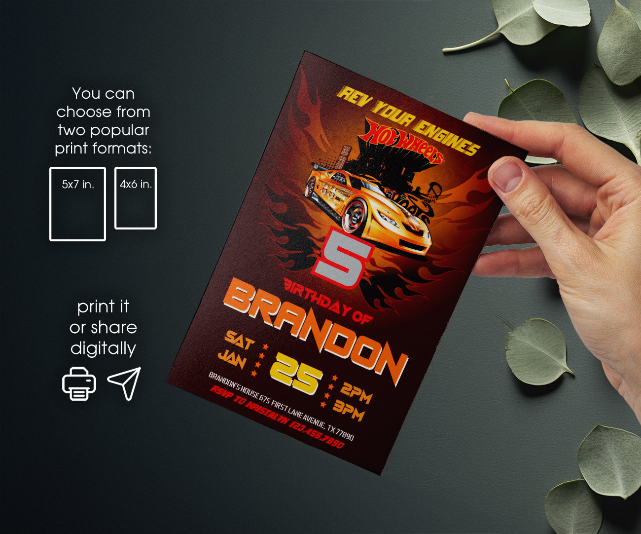 Hot Wheels Racing customizable invitation template | Share or Print | boy | II316