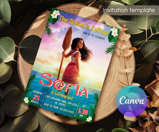 Moana Princess customizable invitation template | Share or Print | girl | BP321